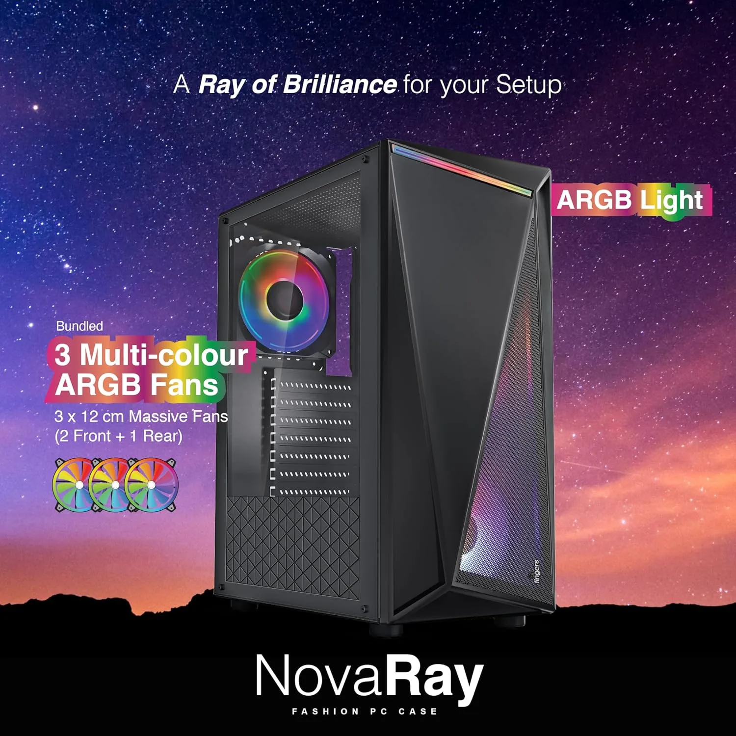 FINGERS NovaRay Full ATX PC Cabinet ARGB Fans - Image 2