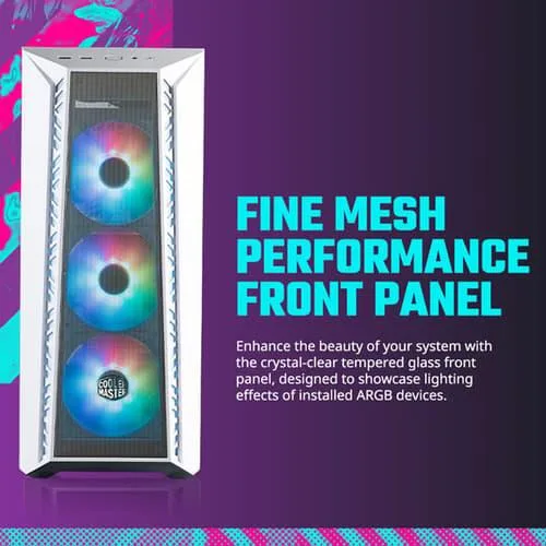 Cooler Master MasterBox 520 Mesh ARGB White E-ATX Mid Tower Case White - Image 2