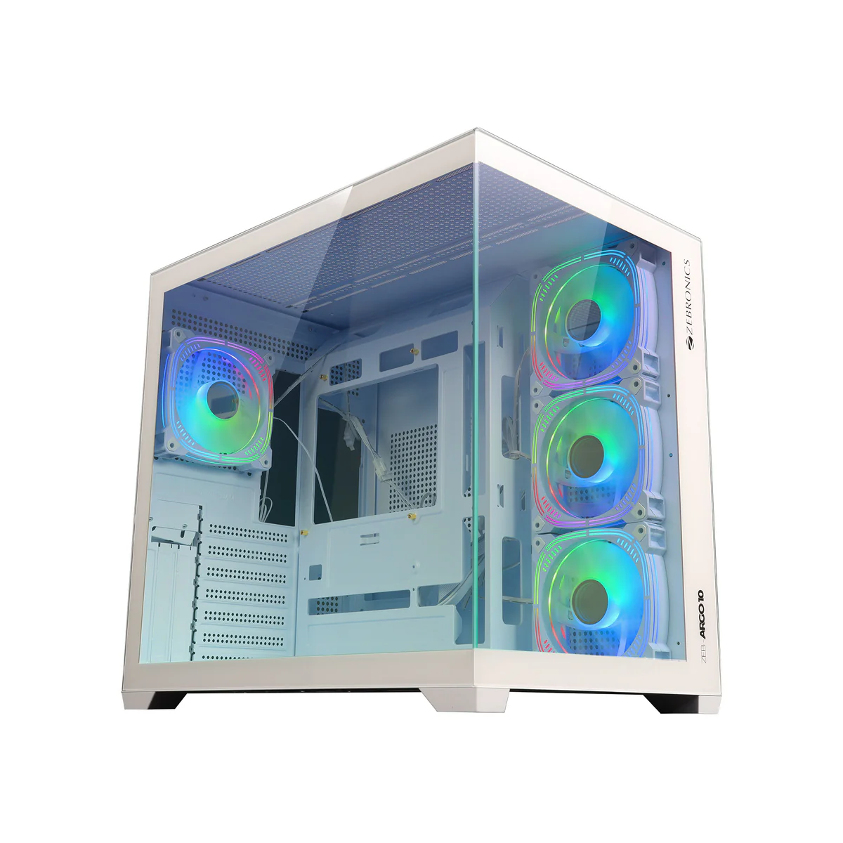 zebronics argo 10 bw premium gaming chassis with argb white - Image 1