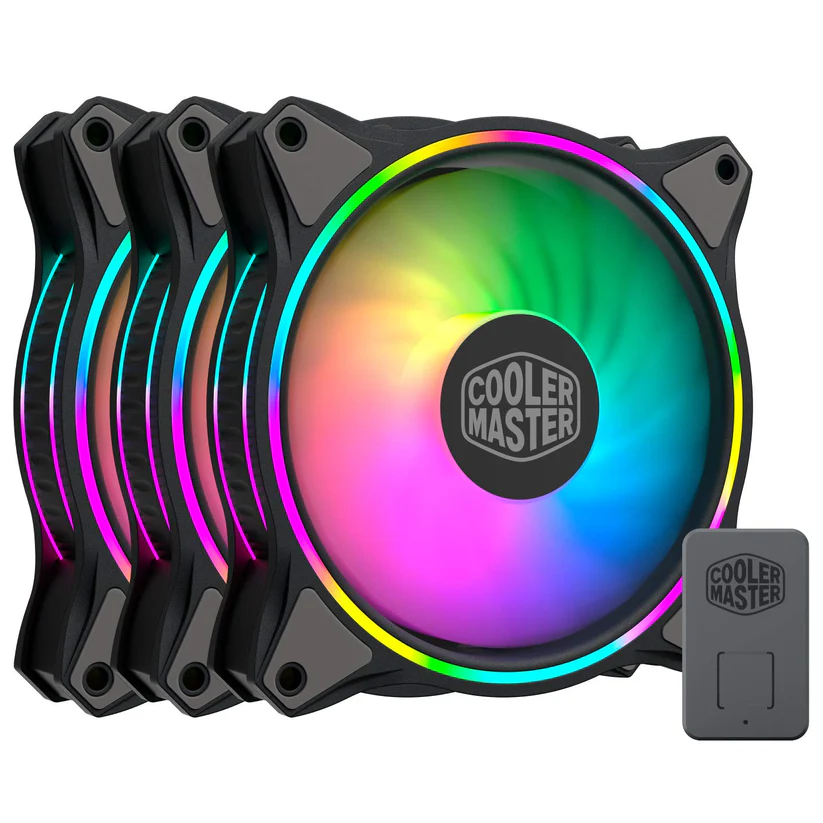 71POmAvCvxL._SL1437 Cooler Master MasterFan MF120 Halo ARGB Cabinet Fan (Triple Pack) - Image 1