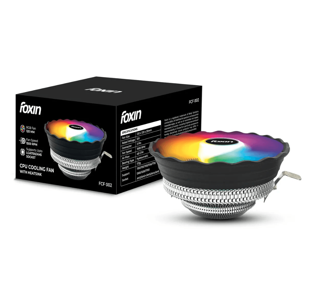 fcf002 Foxin CPU Fan For Intel and AMD Socket 120mm RGB FCF 002 - Image 1