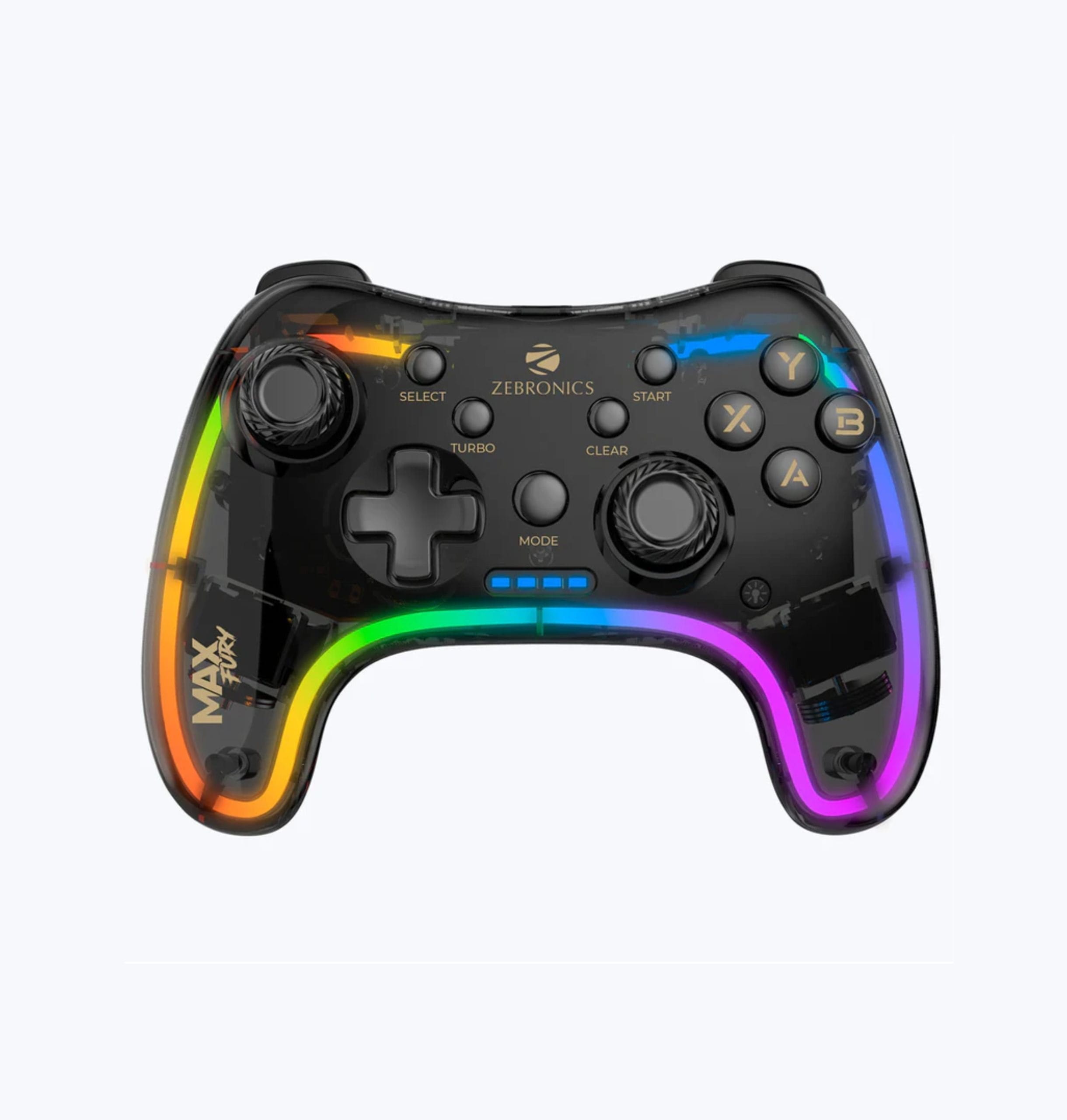 Zeb-Max-Fury-Transparent-RGB-LED-Illuminated-Wired-Gamepad Zebronics MAX FURY Transparent RGB LED Wired Gamepad - Image 1