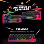 COSMIC BYTE Arcturus 65% Tri-Mode Mechanical RGB Wireless Gaming Keyboard ( Black / Red ) - Image 2