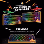 COSMIC BYTE Arcturus 75% Tri-Mode Mechanical RGB Wireless Gaming Keyboard ( Black / Amber ) - Image 2