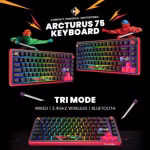 COSMIC BYTE Arcturus 75% Tri-Mode Mechanical RGB Wireless Gaming Keyboard ( Black / Red ) - Image 2