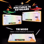 COSMIC BYTE Arcturus 75% Tri-Mode Mechanical RGB Wireless Gaming Keyboard ( White / Amber ) - Image 2
