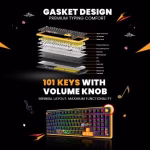 COSMIC BYTE Arcturus 98% Tri-Mode Mechanical RGB Wireless Gaming Keyboard ( Black / Amber ) - Image 3