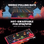 COSMIC BYTE Arcturus 65% Tri-Mode Mechanical RGB Wireless Gaming Keyboard ( Black / Red ) - Image 4