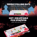 COSMIC BYTE Arcturus 65% Tri-Mode Mechanical RGB Wireless Gaming Keyboard ( White / Red ) - Image 4