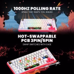 COSMIC BYTE Arcturus 75% Tri-Mode Mechanical RGB Wireless Gaming Keyboard ( White / Red ) - Image 4