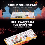 COSMIC BYTE Arcturus 98% Tri-Mode Mechanical RGB Wireless Gaming Keyboard ( White / Amber ) - Image 4
