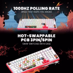 COSMIC BYTE Arcturus 98% Tri-Mode Mechanical RGB Wireless Gaming Keyboard ( White / Red ) - Image 8