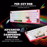 COSMIC BYTE Arcturus 98% Tri-Mode Mechanical RGB Wireless Gaming Keyboard ( White / Red ) - Image 6