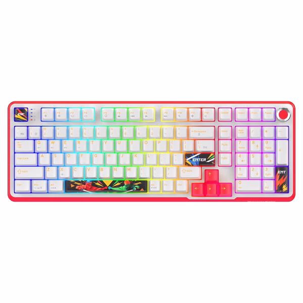 COSMIC BYTE Arcturus 98% Tri-Mode Mechanical RGB Wireless Gaming Keyboard ( White / Red )
