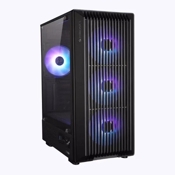 ZEBRONICS-Zeb-Icer-mATX-Motherboard ZEBRONICS Zeb-Icer mATX Cabinet with Modern Design – Black - Image 1