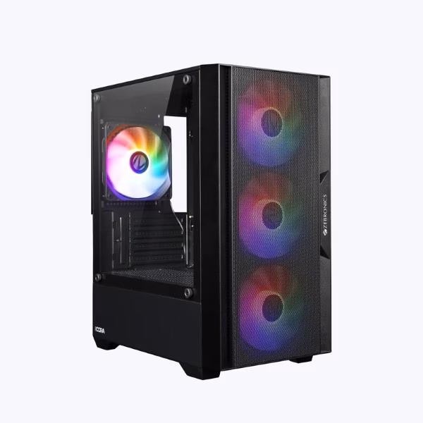 Zeb-Cora-pic-1-Custom Zebronics ZEB-CORA Mid-Tower Gaming Cabinet Black - Image 1