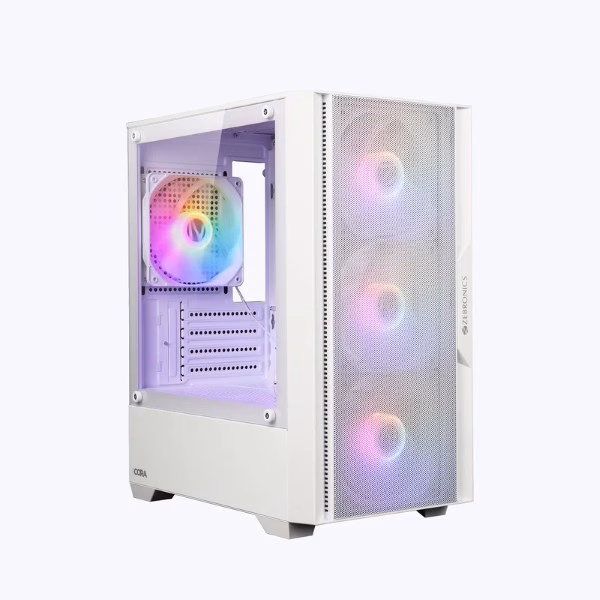 Zeb-Cora-pic-2-Custom Zebronics ZEB-CORA Mid-Tower Gaming Cabinet White - Image 1