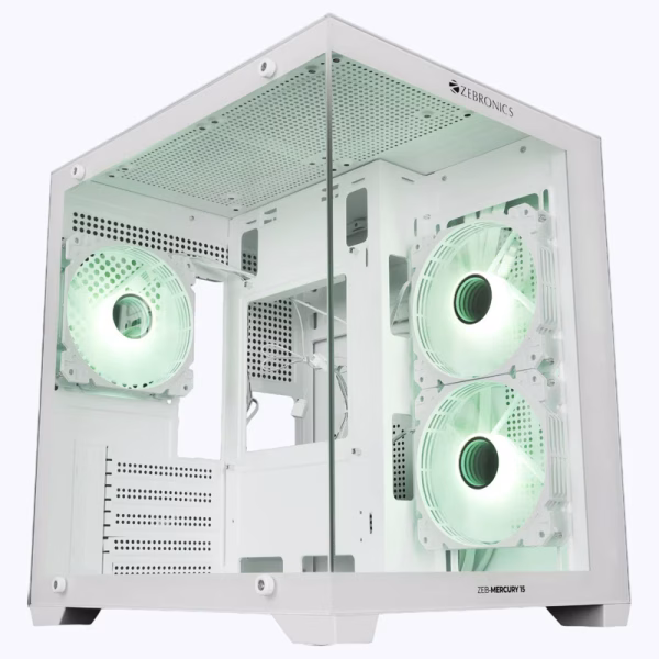 Zebronics Zeb-Mercury 15 White Gaming Cabinet Mid Tower Cube Case